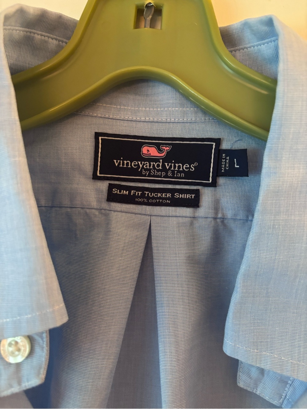 Vineyard Vines Slim-Fit; Light Blue Men’s Button-Down Shirt w/Whale Pocket Logo - Picture 2 of 5